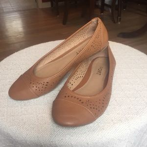 Tan flats with cut outs