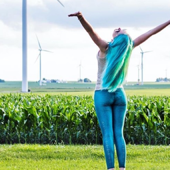 Altar Ego later cut teal blue leggings