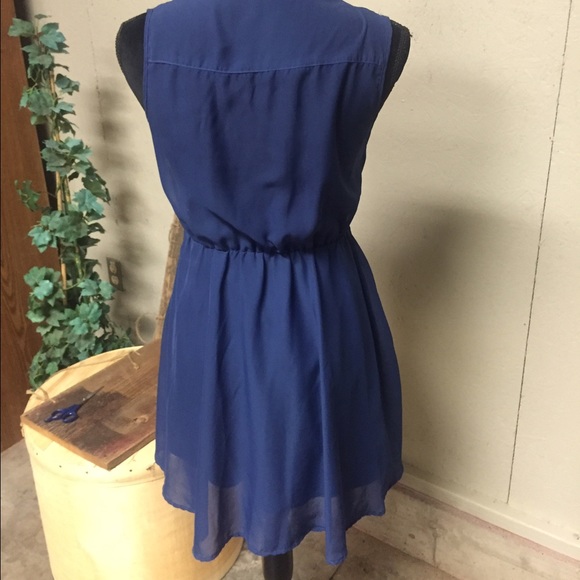 Sheer, Lined Navy Dress - Picture 3 of 4