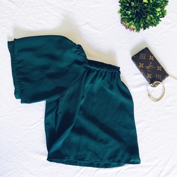Forever 21 Tops - Hunter Green Off the Shoulder Top