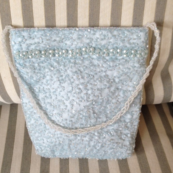 Beautiful Light blue beaded handbag