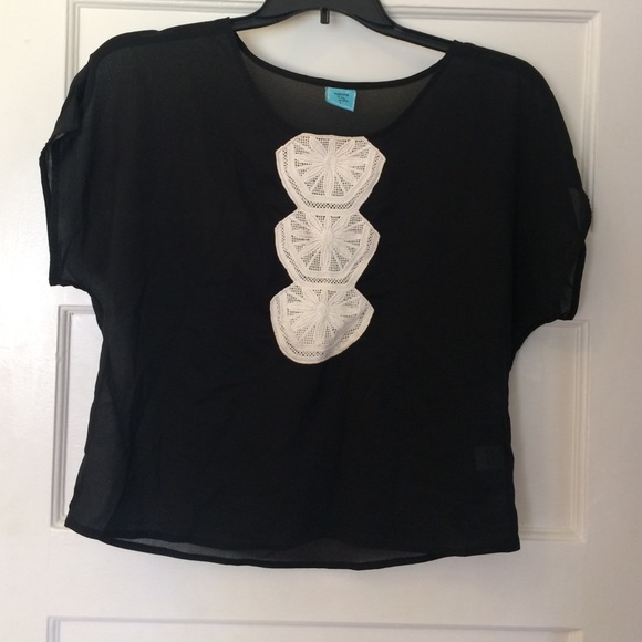 H.I.P. Sheer Black Top with Knitted Details