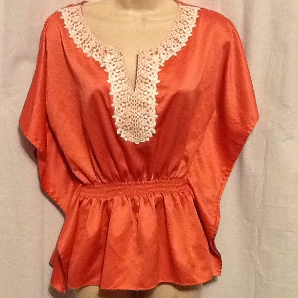 A. Byer Peach V Neck Blouse M