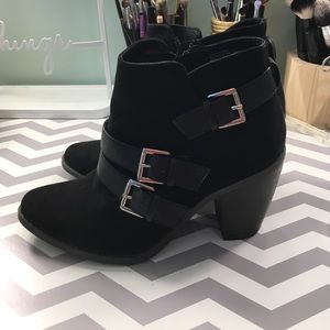 Black Faux Suede Booties