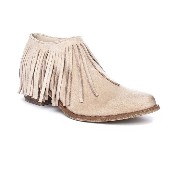 coconuts Shoes - COCONUTS DISTRESSED FRINGED BOOTIE