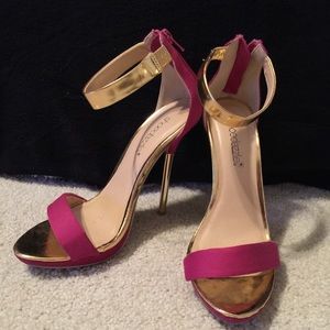 Pink n gold heel sandals worn once for a wedding.