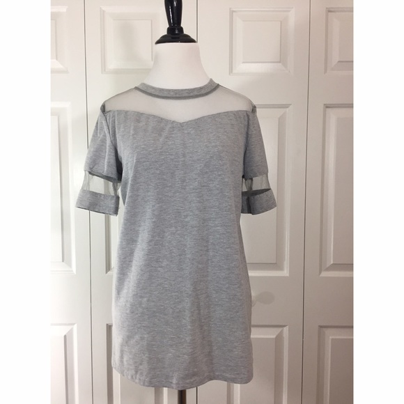 Gray T shirt with mesh sleeves