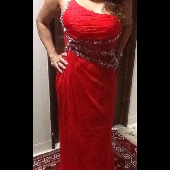 Red ball gown
