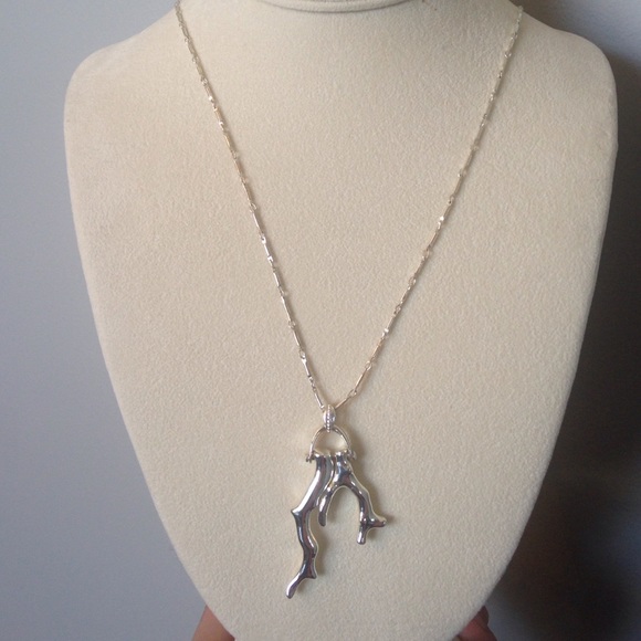 Stella and Dot Silver coral branch necklace
