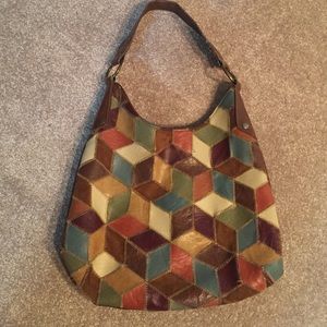 Faux leather brown patchwork purse
