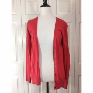True, bright red old navy cardigan