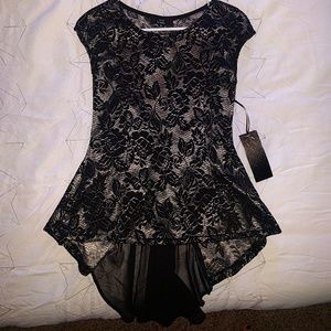 Fancy Black and Metallic Dress Top