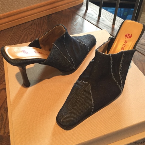 Rebels denim slide on mules