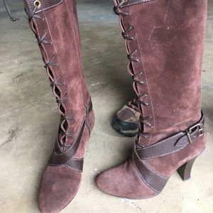 Dark brown High knee leather