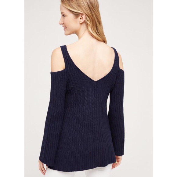 Navy Blue Cold Shoulder Sweater - Picture 2 of 3