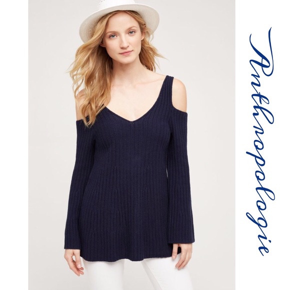 Navy Blue Cold Shoulder Sweater - Picture 3 of 3