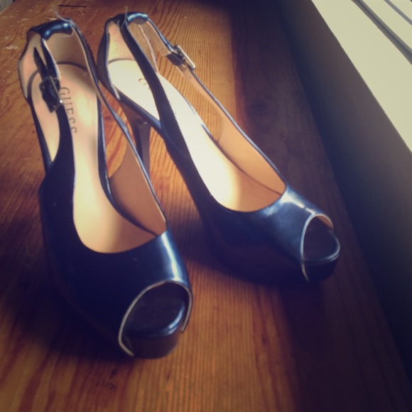 Navy blue guess platform heels