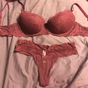 Maroon GILLIGAN&OMALLEY bra and panty set
