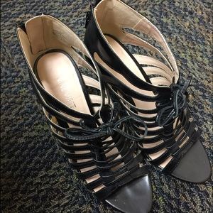Nine West leather caged heels