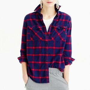 J.Crew Boyfriend Navy Rockport Plaid Shirt