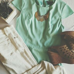 Dressy light blue Express peplum top