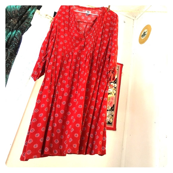 Retro print shirt dress
