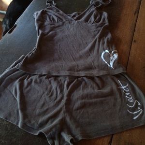 Victoria Secret Short PJs / Gray & light blue - M