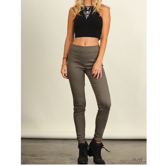 Olive Jeggings leggings with elastic waistband - Picture 3 of 4