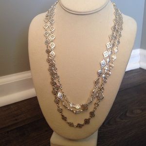 Stella and Dot Silver tone layering necklace