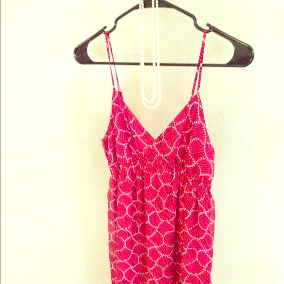 A-line red dress with ivory polk-a-dots!