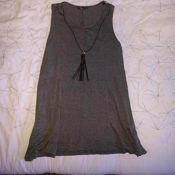 Tank Dress/Top with Fringe Necklace