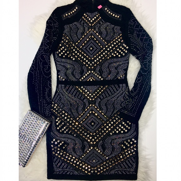 Sexy black rhinestone dress - Picture 3 of 4