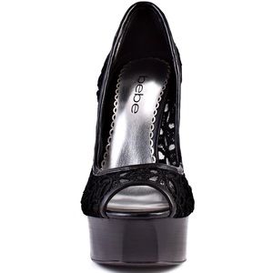 Black lace and mesh Bebe "Chantal" high heel shoe
