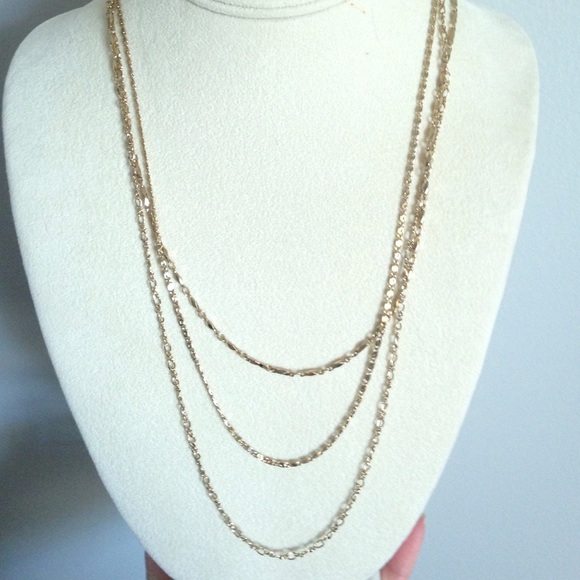Stella and Dot gold triple chain Layering necklace