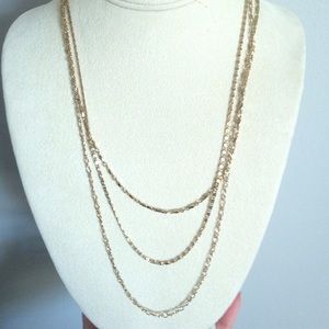 Stella and Dot gold triple chain Layering necklace