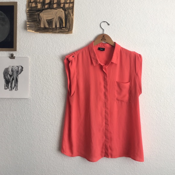 Mossimo Coral Chiffon Button Down