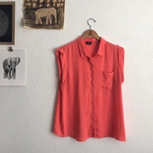 Mossimo Coral Chiffon Button Down