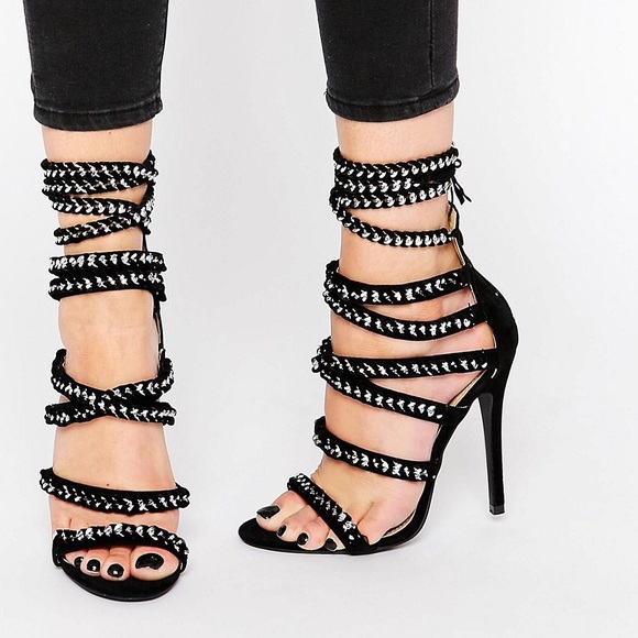 Black and silver heels