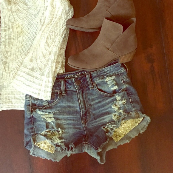 High wasted sequin pocket shorts
