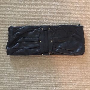 Kooba black gold leather clutch