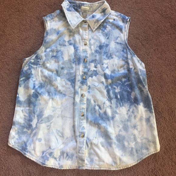 DIY bleached sleeveless denim shirt