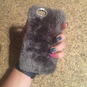 Grey furry iPhone 6 case