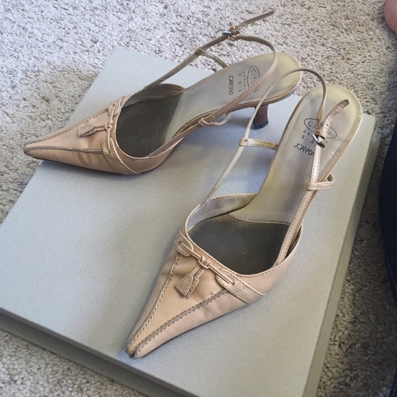 Joan & David pointy sling backs