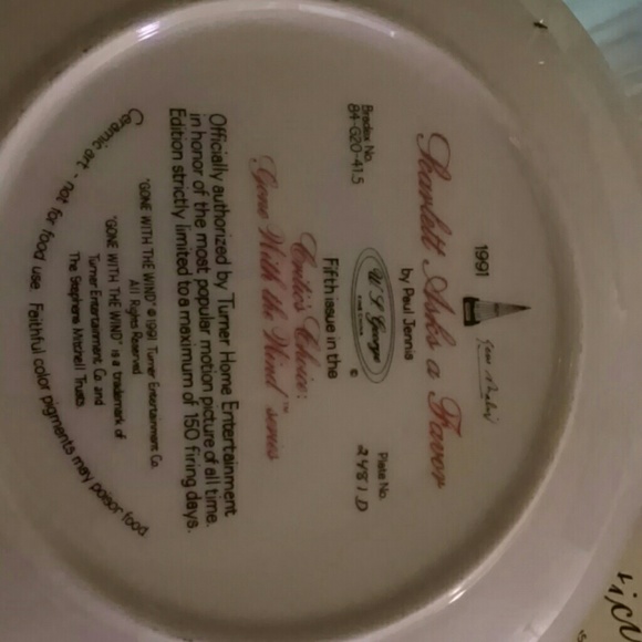 GONE WITH THE WIND COLLECTOR PLATE - Picture 3 of 3