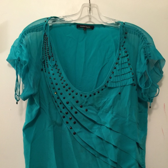 Nanette Lepore silk blouse with beaded pleating