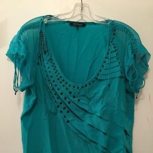 Nanette Lepore silk blouse with beaded pleating