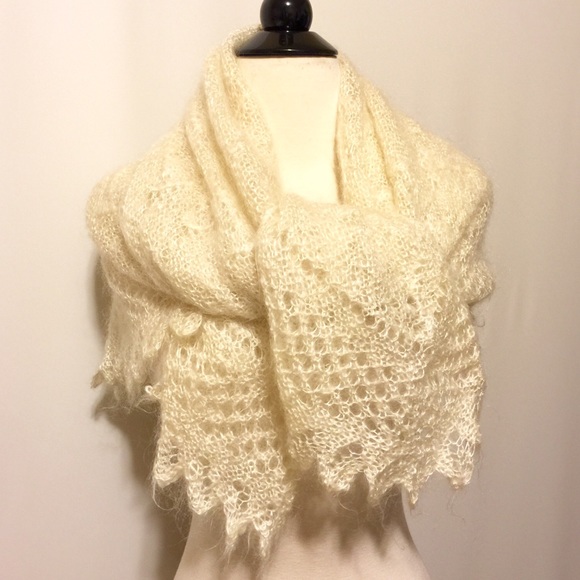 Accessories - Handmade Ivory Crochet Mohair Wrap