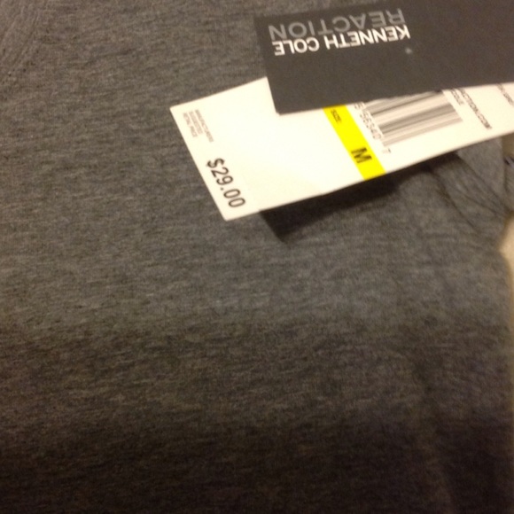 KENNETH COLE ~ NWT GREY SCOOP NECK TEE. Size M - Picture 4 of 4