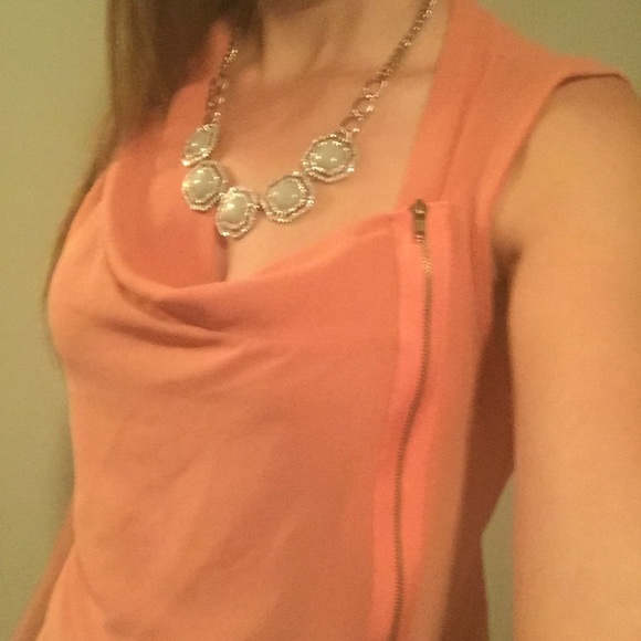 Drape neck side zip blouse!