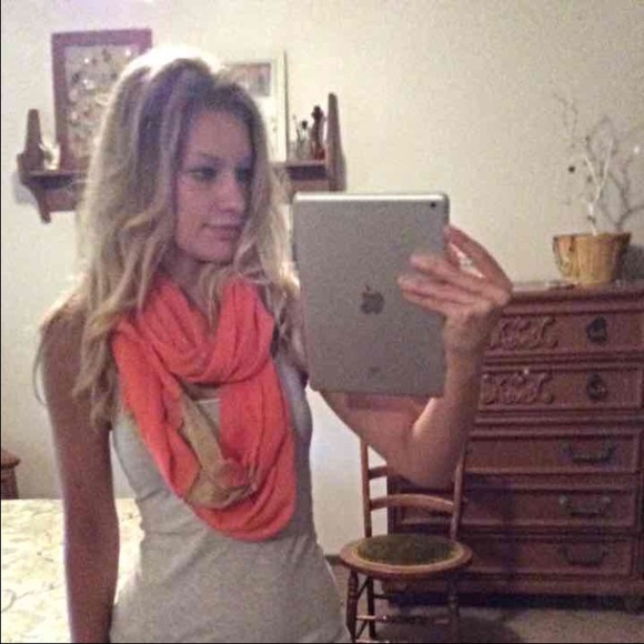 Coral and gold infinity scarf